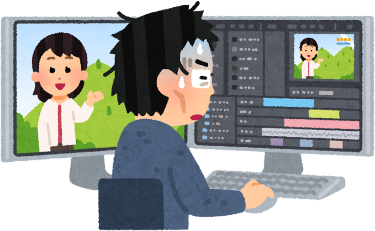 Illustration of a Man Editing Video Overnight